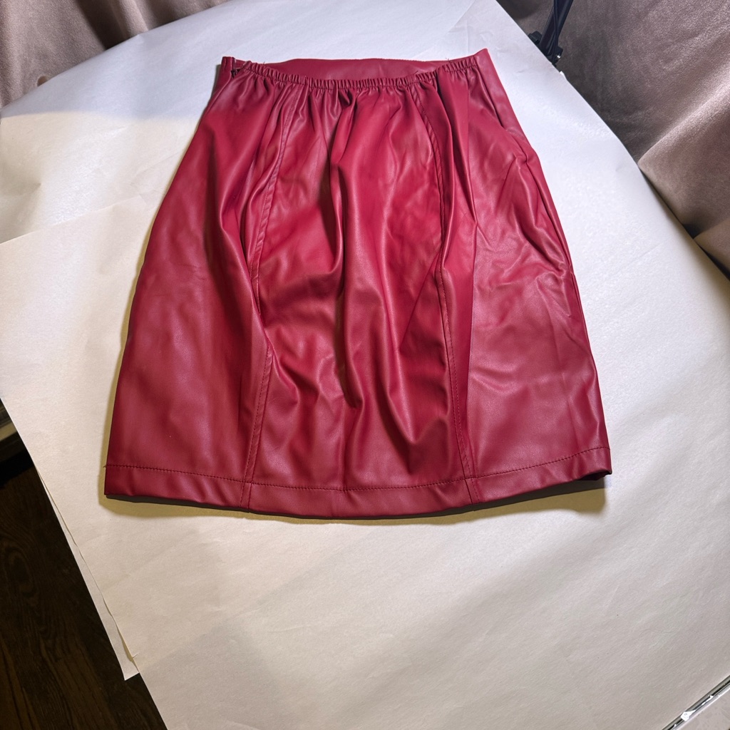 Elegant Red Leather Skirt